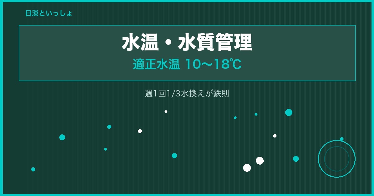 イワナの水温・水質管理方法（適正水温10〜18℃）