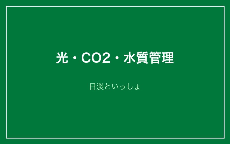 カボンバの光・CO2・水質管理