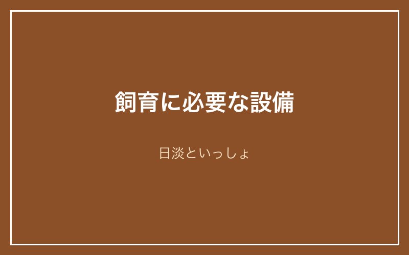 飼育に必要な設備｜日淡といっしょ