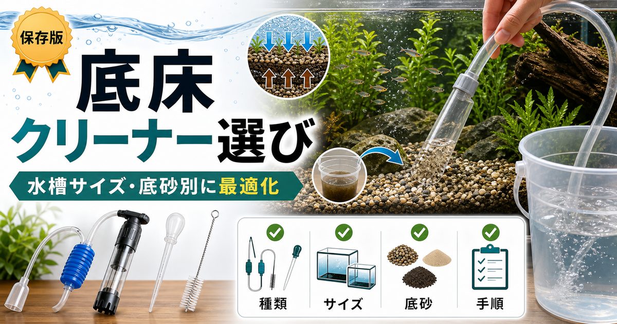 底床クリーナーツール完全ガイド｜プロホース以外の選択肢の要点を伝える淡水魚記事アイキャッチ画像