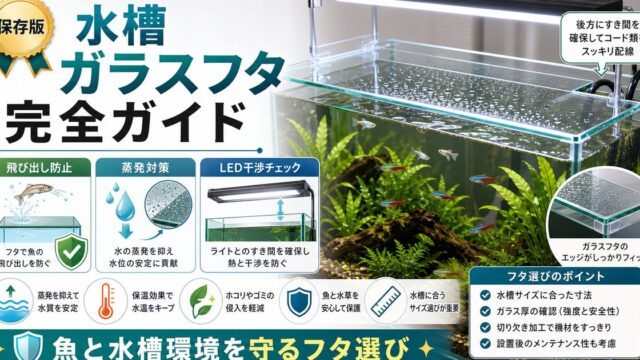 水槽ガラスフタの選び方完全ガイド｜飛び出し防止と蒸発対策の要点を伝える淡水魚記事アイキャッチ画像