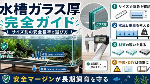 水槽ガラス厚完全ガイド｜サイズ別の安全基準と選び方の要点を伝える淡水魚記事アイキャッチ画像