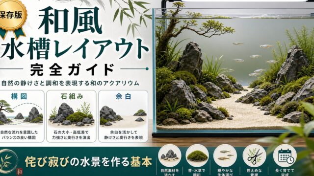 和風水槽レイアウト完全ガイド｜侘び寂びの水景を作るの要点を伝える淡水魚記事アイキャッチ画像