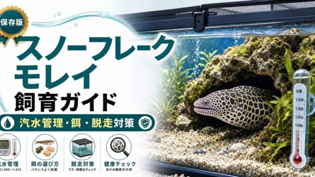 スノーフレークモレイ飼育ガイドの要点を伝える淡水魚記事アイキャッチ画像