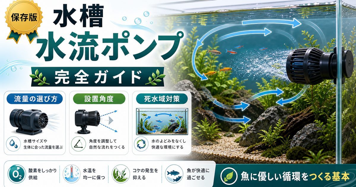 水槽水流ポンプ完全ガイド｜サーキュレーター・ウェーブメーカーの選び方の要点を伝える淡水魚記事アイキャッチ画像