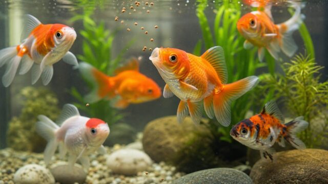 金魚の餌・給餌完全ガイド｜種類別おすすめ飼料と量の決め方の要点を伝える淡水魚記事アイキャッチ画像