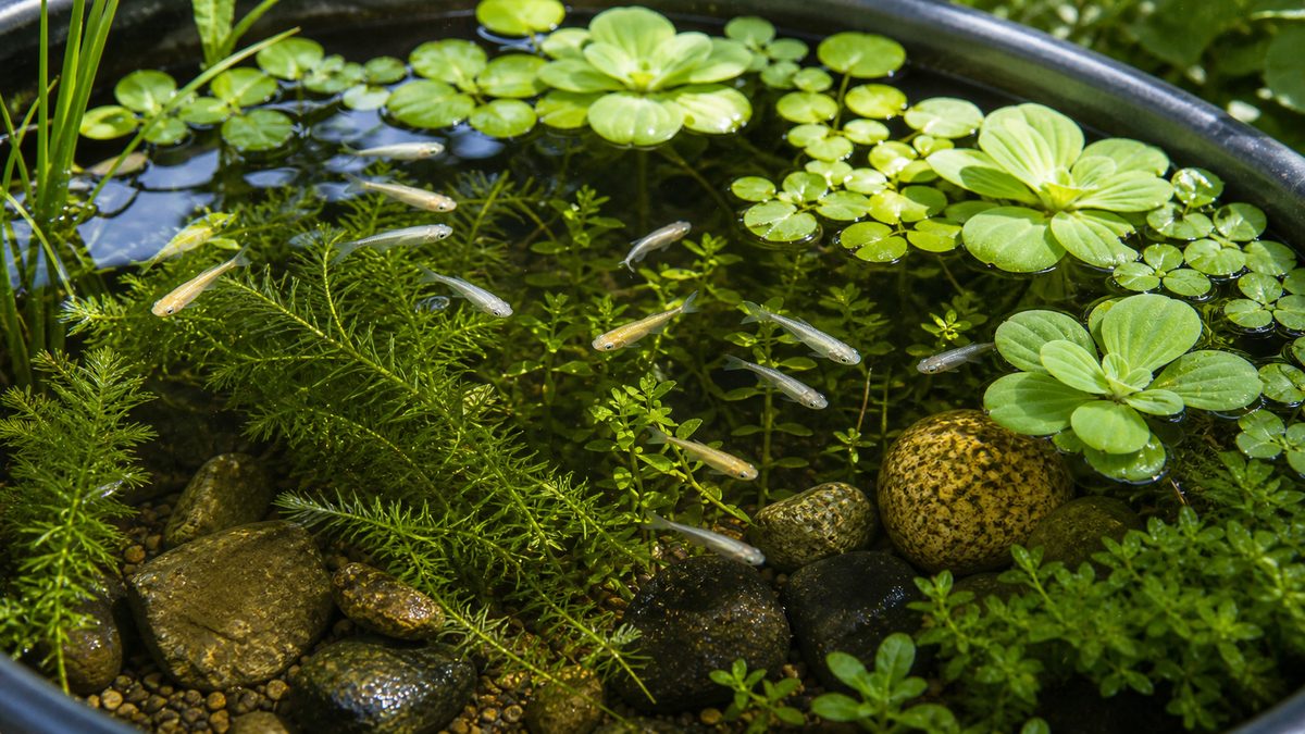 水草・植物の選び方と配置の要点をまとめた淡水魚飼育インフォグラフィック