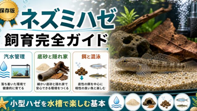 ネズミハゼの飼育完全ガイド｜小型ハゼを水槽で楽しむ方法の要点を伝える淡水魚記事アイキャッチ画像