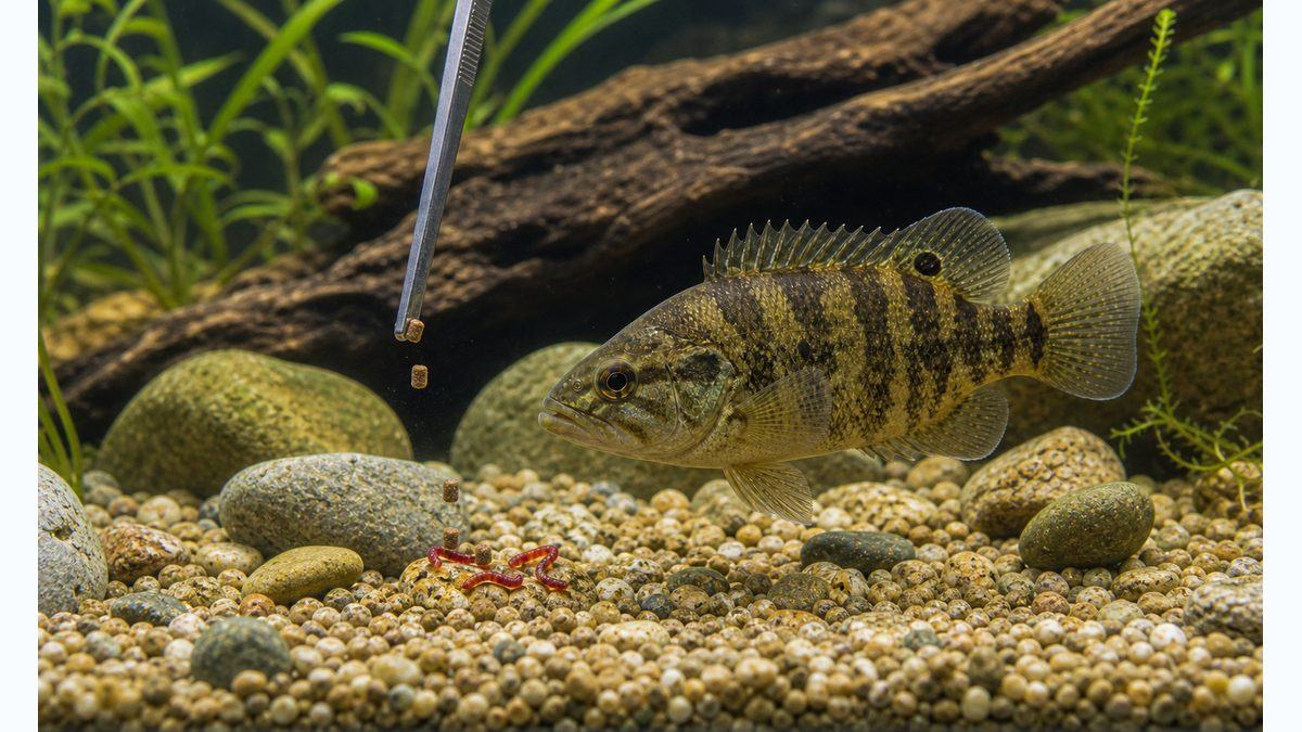 餌の与え方の要点をまとめた淡水魚飼育インフォグラフィック