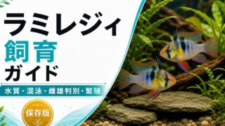 【繁殖成功】ラミレジィの飼育を徹底解説！オープンスポウナー【気が強いので隠れ家必須】の要点を伝える淡水魚記事アイキャッチ画像