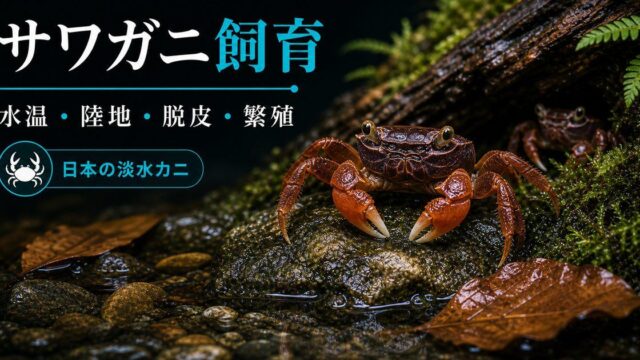 サワガニの特徴や飼育・繁殖方法・病気やケガについて徹底解説！【産卵！】の要点を伝える淡水魚記事アイキャッチ画像
