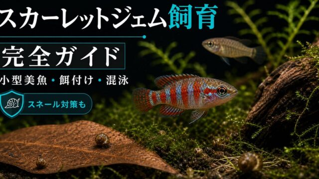 スカーレットジェム飼育完全ガイド｜小型美魚・スネール駆除能力・混泳の要点を伝える淡水魚記事アイキャッチ画像