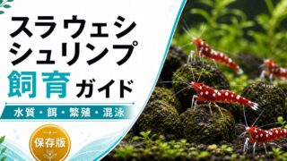 スラウェシシュリンプの飼育方法・餌・繁殖・混泳・通販について徹底解説！の要点を伝える淡水魚記事アイキャッチ画像
