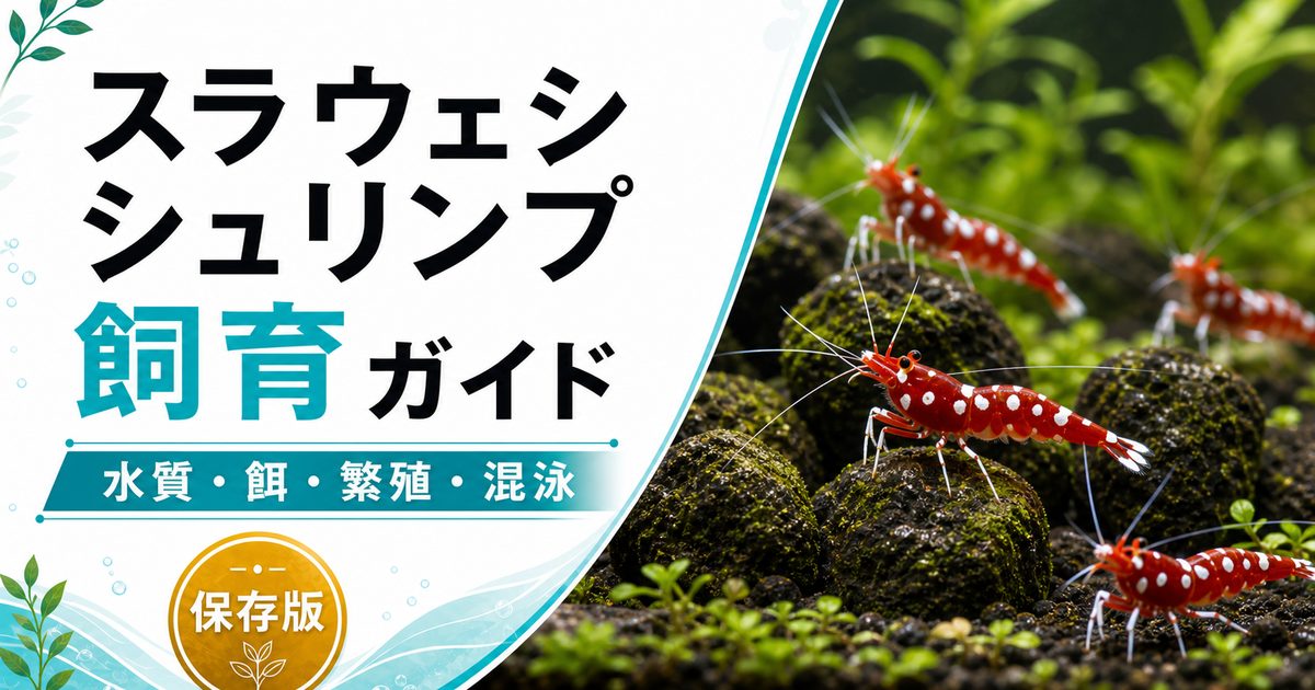 スラウェシシュリンプの飼育方法・餌・繁殖・混泳・通販について徹底解説！の要点を伝える淡水魚記事アイキャッチ画像