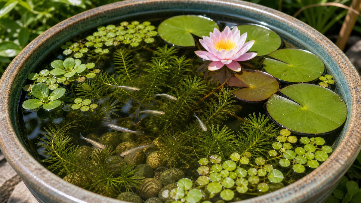 睡蓮・水草の選び方と管理方法の要点をまとめた淡水魚飼育インフォグラフィック