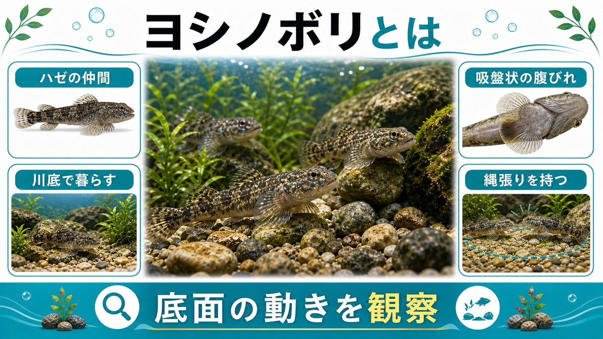 ヨシノボリとはどんな魚?基本的な生態と特徴の要点をまとめた淡水魚飼育インフォグラフィック