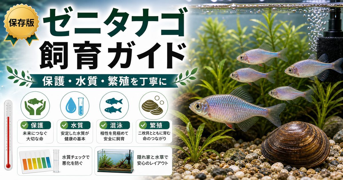 ゼニタナゴの飼育完全ガイド｜希少なタナゴの育て方と保護の要点を伝える淡水魚記事アイキャッチ画像