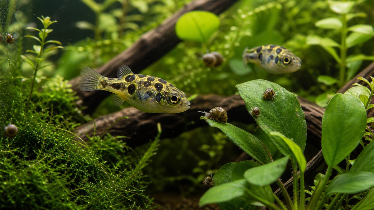 助けてアベニーパファー!不法侵入者をやっつけろ!の要点をまとめた淡水魚飼育インフォグラフィック