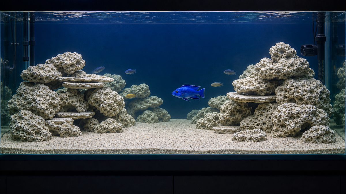 アーリー向けの岩場レイアウトと遊泳空間を示す画像