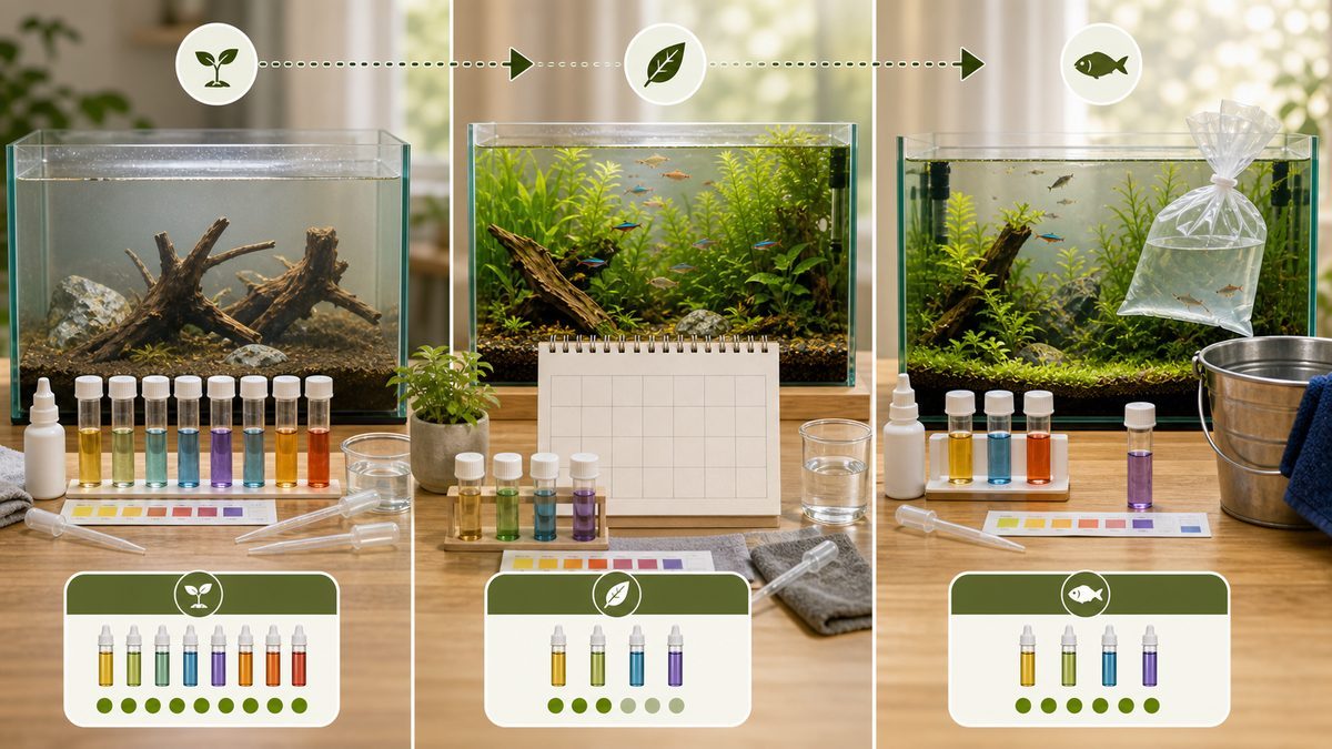 テスト頻度の目安 ― いつ、どのくらい測定する？の要点をまとめた淡水魚飼育インフォグラフィック