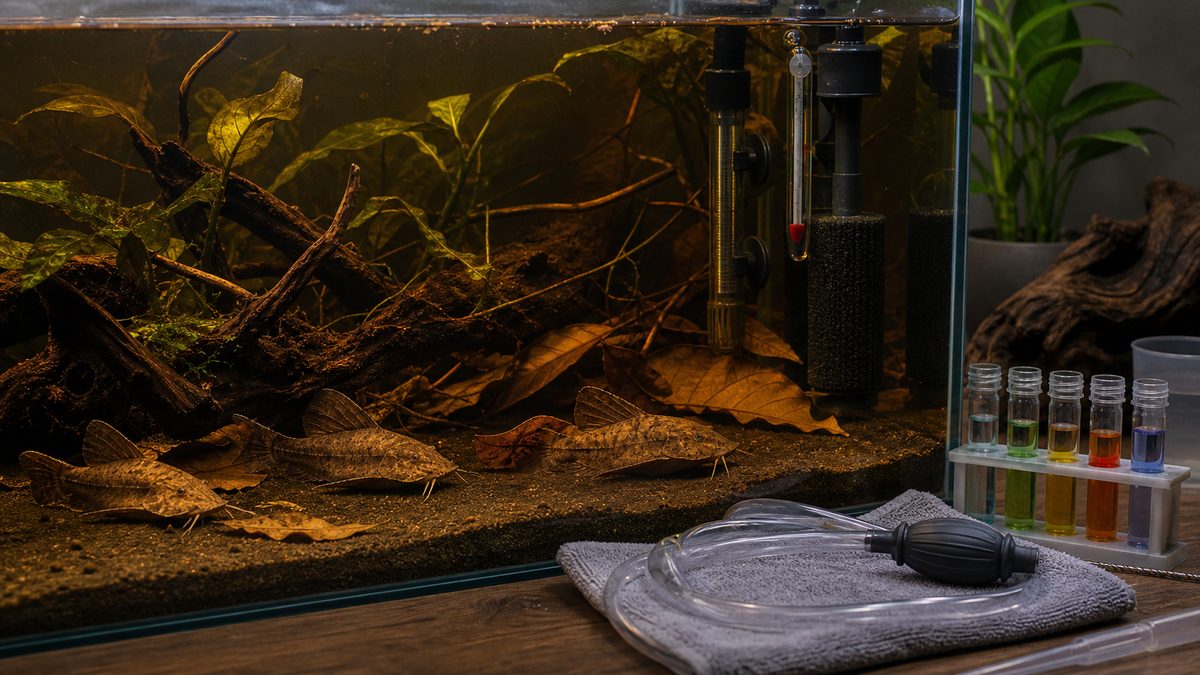 水質・水温管理の要点をまとめた淡水魚飼育インフォグラフィック