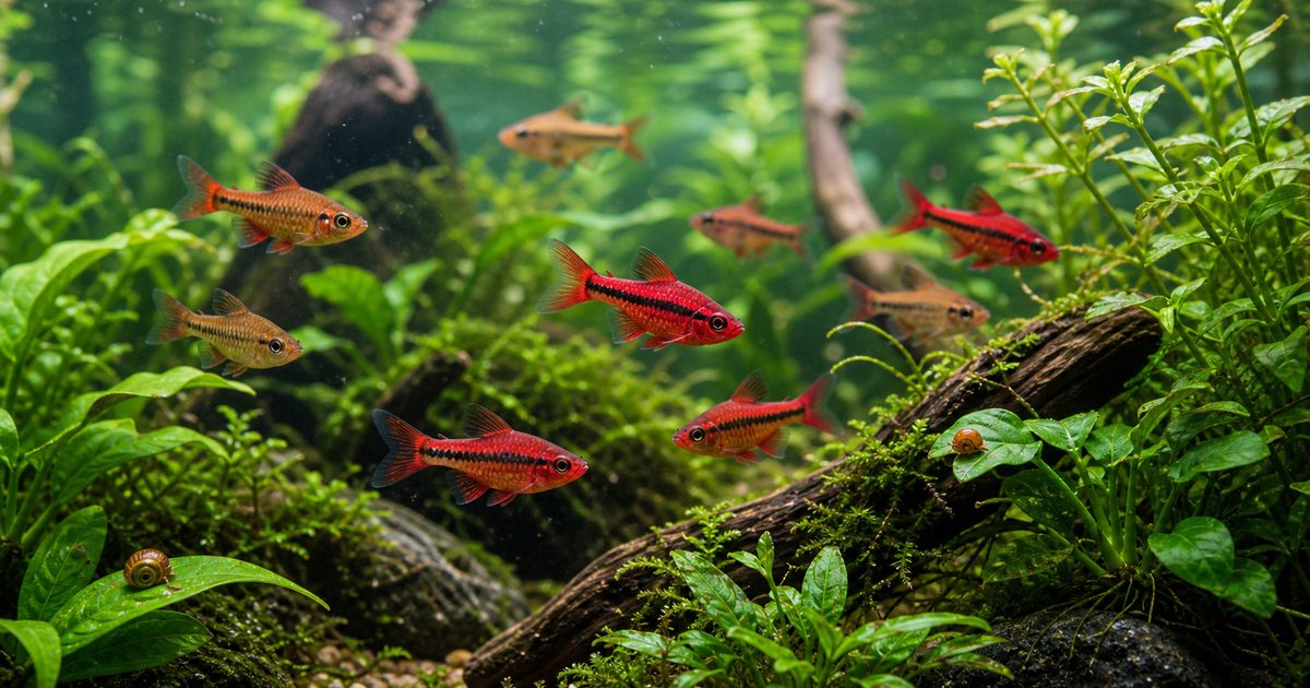 チェリーバルブ飼育完全ガイド｜赤い美魚のスネール駆除能力・混泳・繁殖の要点を伝える淡水魚記事アイキャッチ画像
