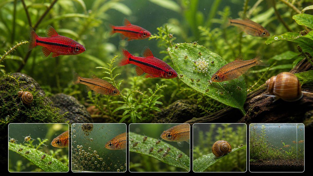 スネール駆除能力の要点をまとめた淡水魚飼育インフォグラフィック