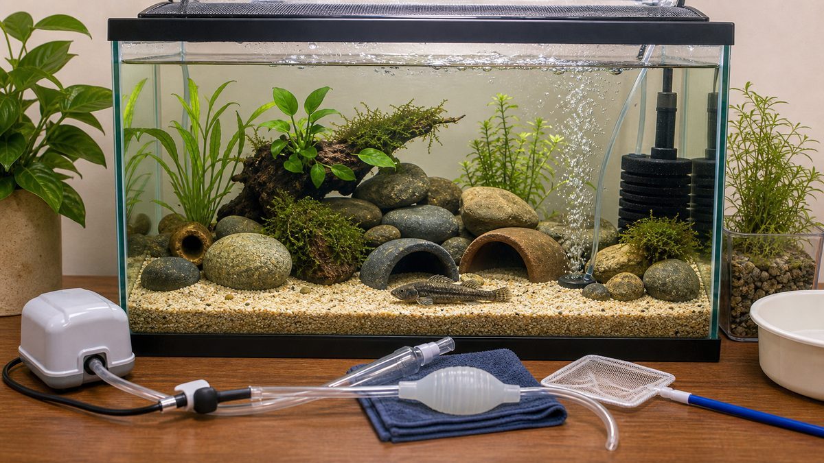 チチブの飼育に必要な機材・環境づくりの要点をまとめた淡水魚飼育インフォグラフィック
