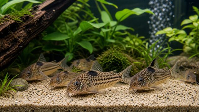 コリドラスの飼育方法完全ガイド｜種類・底砂・餌・繁殖・混泳を徹底解説の要点を伝える淡水魚記事アイキャッチ画像