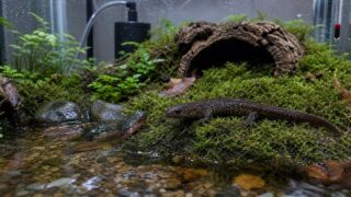 エゾサンショウウオの冷水パルダリウム飼育を示す完全ガイドのアイキャッチ画像