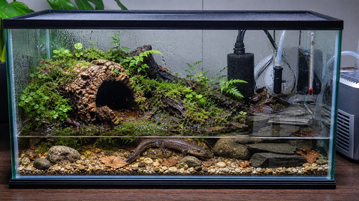 エゾサンショウウオ飼育に必要な水槽とクーラー設備の画像