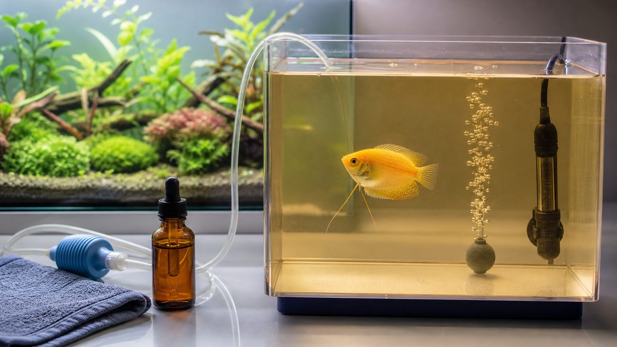隔離水槽と薬浴でゴールデンハニードワーフグラミーの病気に対応する画像