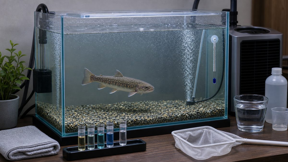 イワナの病気と対策の要点をまとめた淡水魚飼育インフォグラフィック