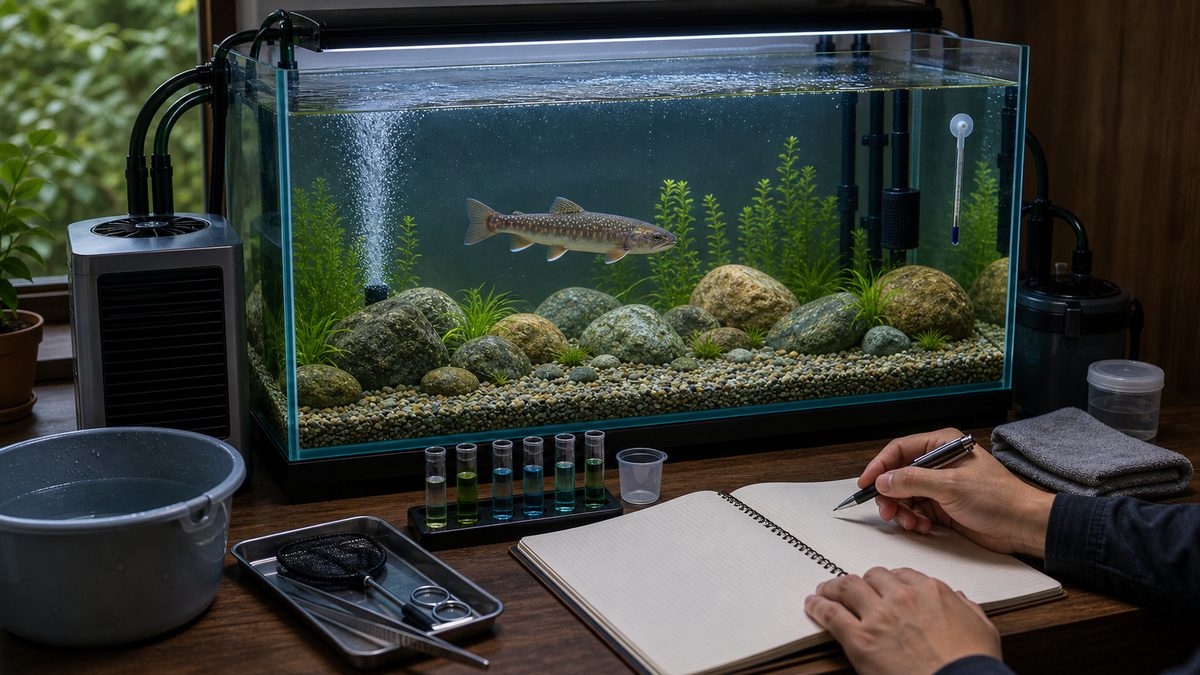 イワナ飼育に関するよくある質問（FAQ）の要点をまとめた淡水魚飼育インフォグラフィック
