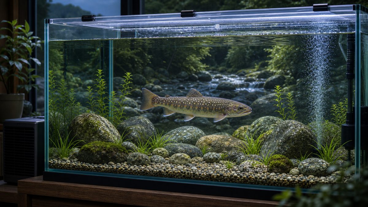 まとめ｜覚悟が決まれば渓流の王者と暮らせるの要点をまとめた淡水魚飼育インフォグラフィック