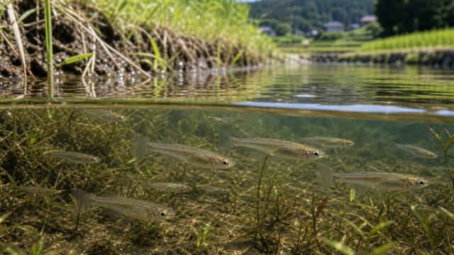 日本のメダカの種類完全ガイド【キタノメダカ・ミナミメダカの違いと野生メダカの現状】の要点を伝える淡水魚記事アイキャッチ画像