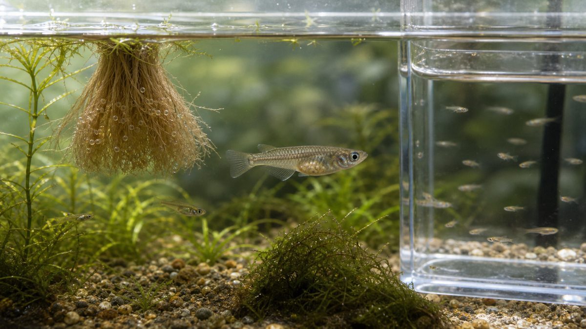 メダカの繁殖方法の要点をまとめた淡水魚飼育インフォグラフィック