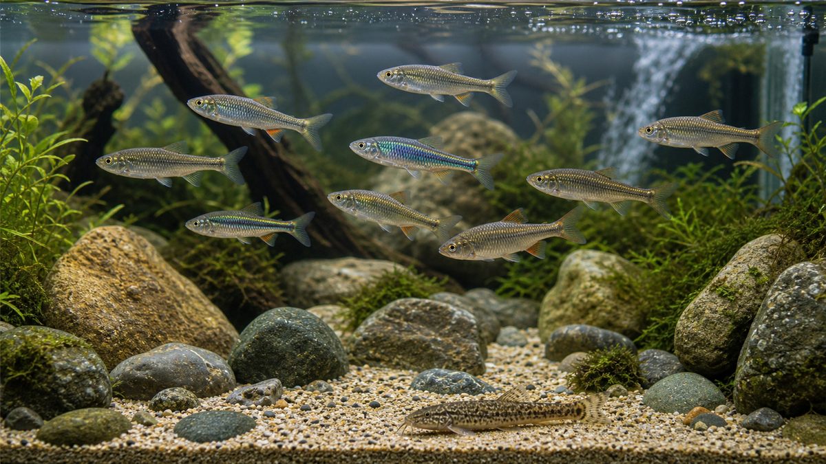 カワムツの混泳についての要点をまとめた淡水魚飼育インフォグラフィック