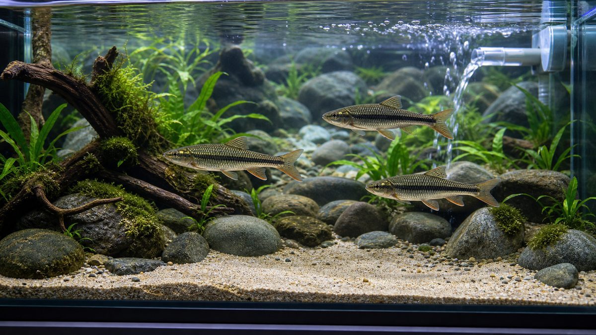水槽レイアウトの作り方の要点をまとめた淡水魚飼育インフォグラフィック