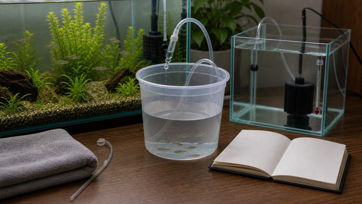 点滴法でコギャルテトラをゆっくり水合わせするイメージ