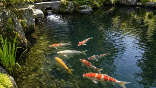 錦鯉池の水質管理完全ガイド｜pH・アンモニア・ろ過の基礎と応用の要点を伝える淡水魚記事アイキャッチ画像