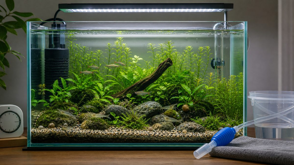 照明管理と水換えでコケを増やさない水槽管理画像