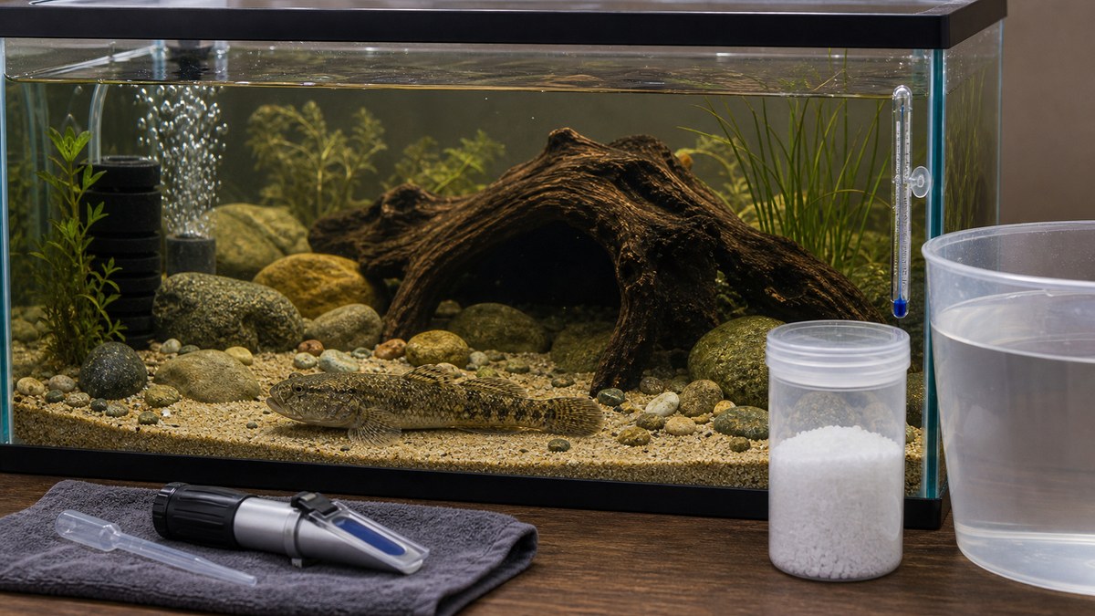 カワアナゴ向けの汽水と水温を管理する水槽画像