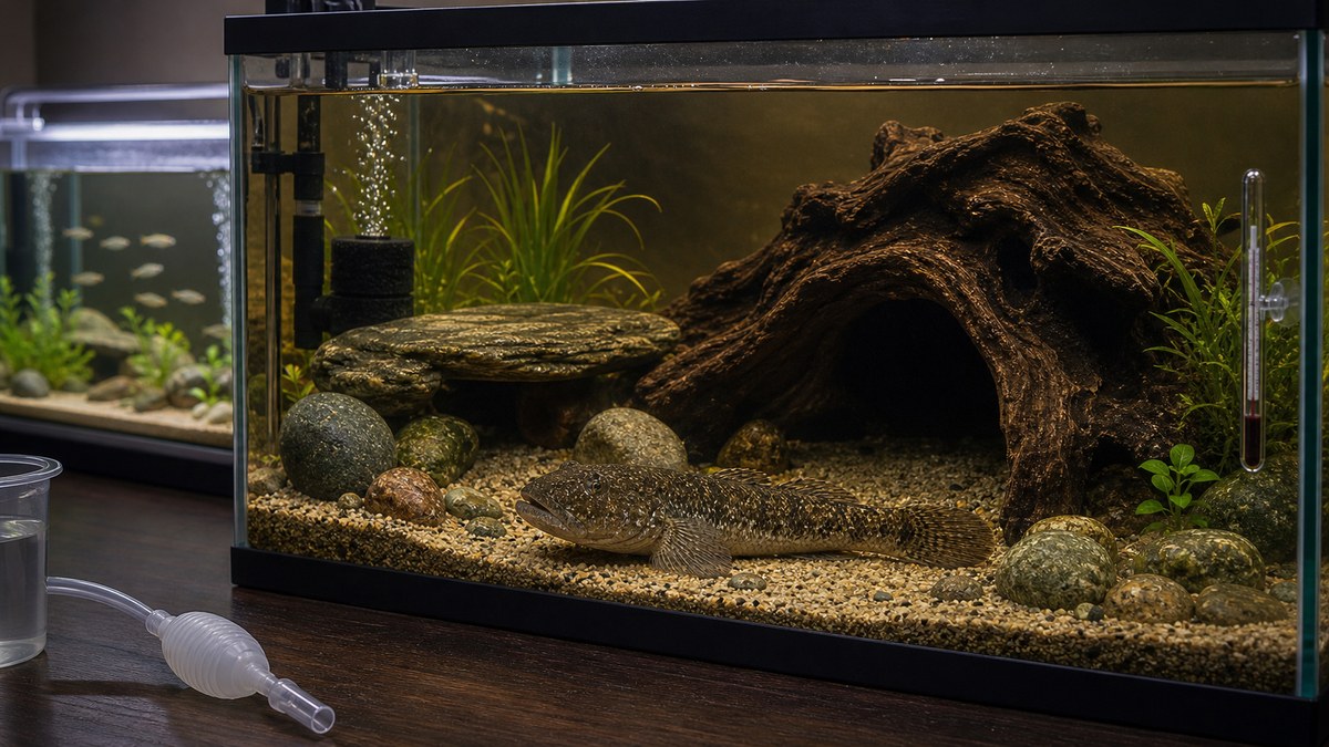 カワアナゴを単独飼育し同居魚を別水槽で管理する画像