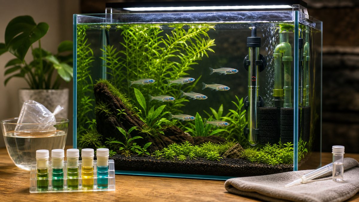 アフリカンランプアイに必要な飼育水質の要点をまとめた淡水魚飼育インフォグラフィック