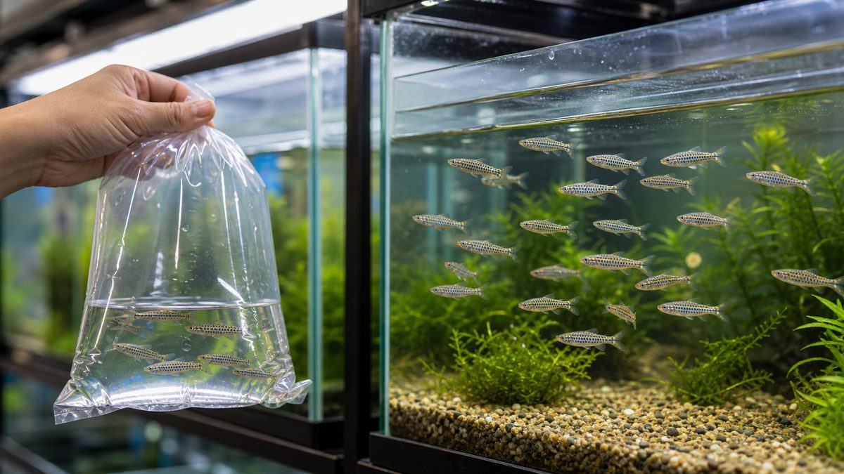 購入時の注意点と選び方の要点をまとめた淡水魚飼育インフォグラフィック