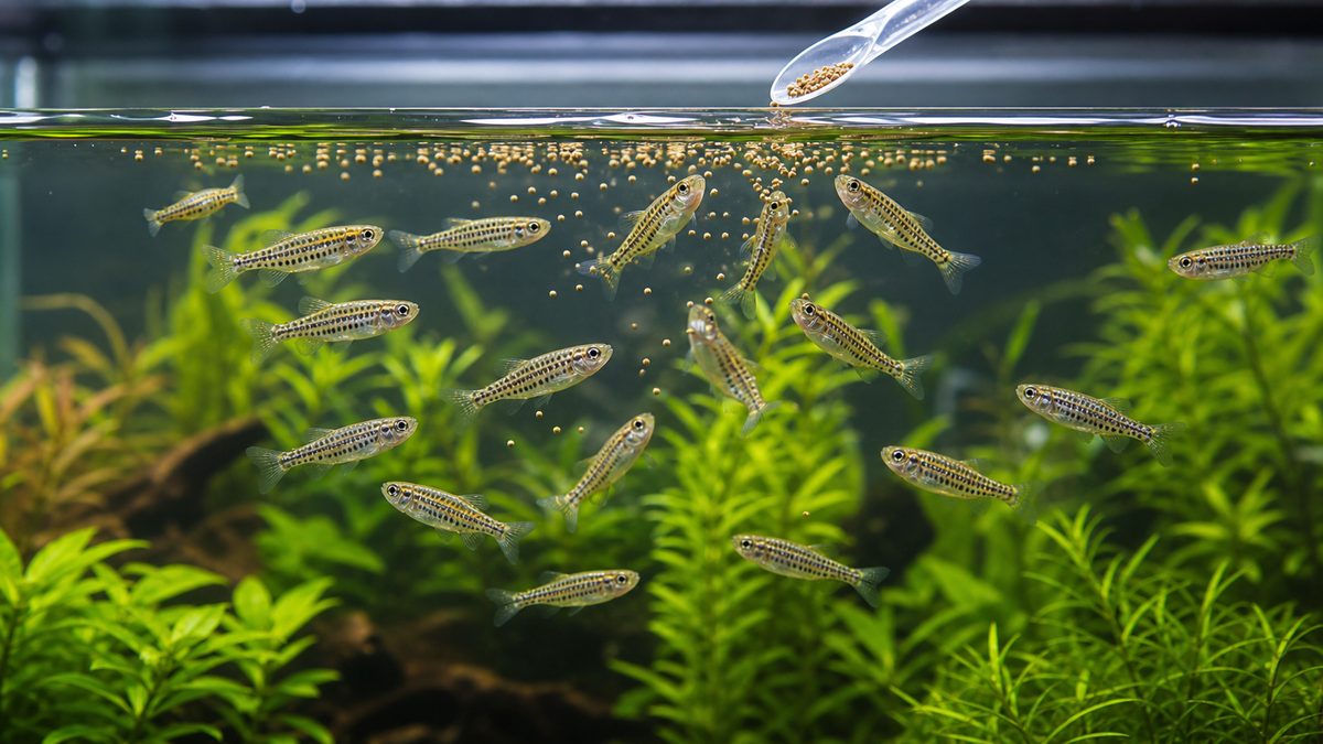 餌の選び方と給餌方法——元気に育てる食事管理の要点をまとめた淡水魚飼育インフォグラフィック