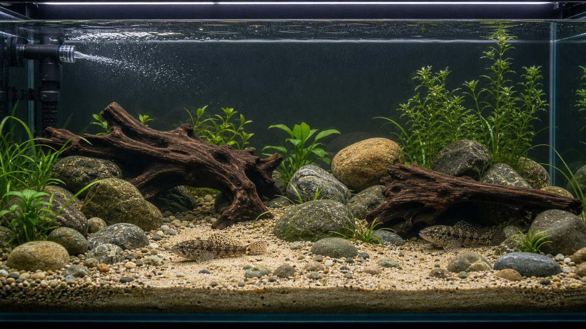 ヌマチチブの飼育に必要なものの要点をまとめた淡水魚飼育インフォグラフィック