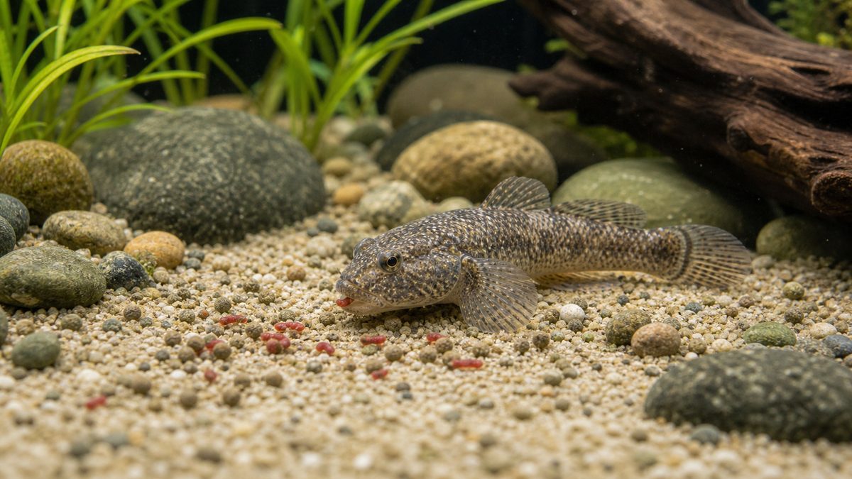 ヌマチチブの餌の与え方の要点をまとめた淡水魚飼育インフォグラフィック
