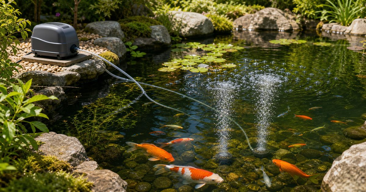 庭池のエアレーション・酸素供給完全ガイド｜ポンプ選びと設置のコツの要点を伝える淡水魚記事アイキャッチ画像